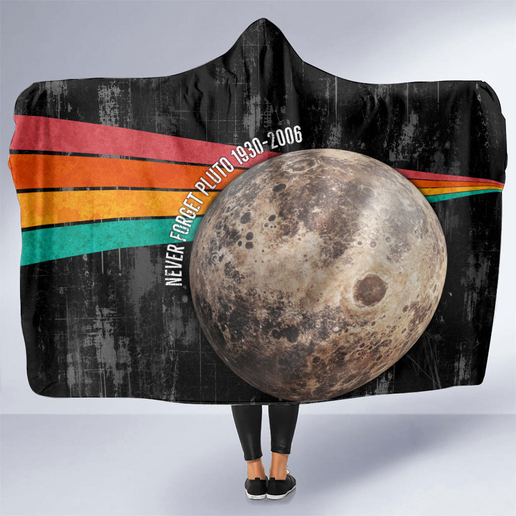 Never Forget Pluto Hooded Blanket Distressed Retro Space Astronomy Science