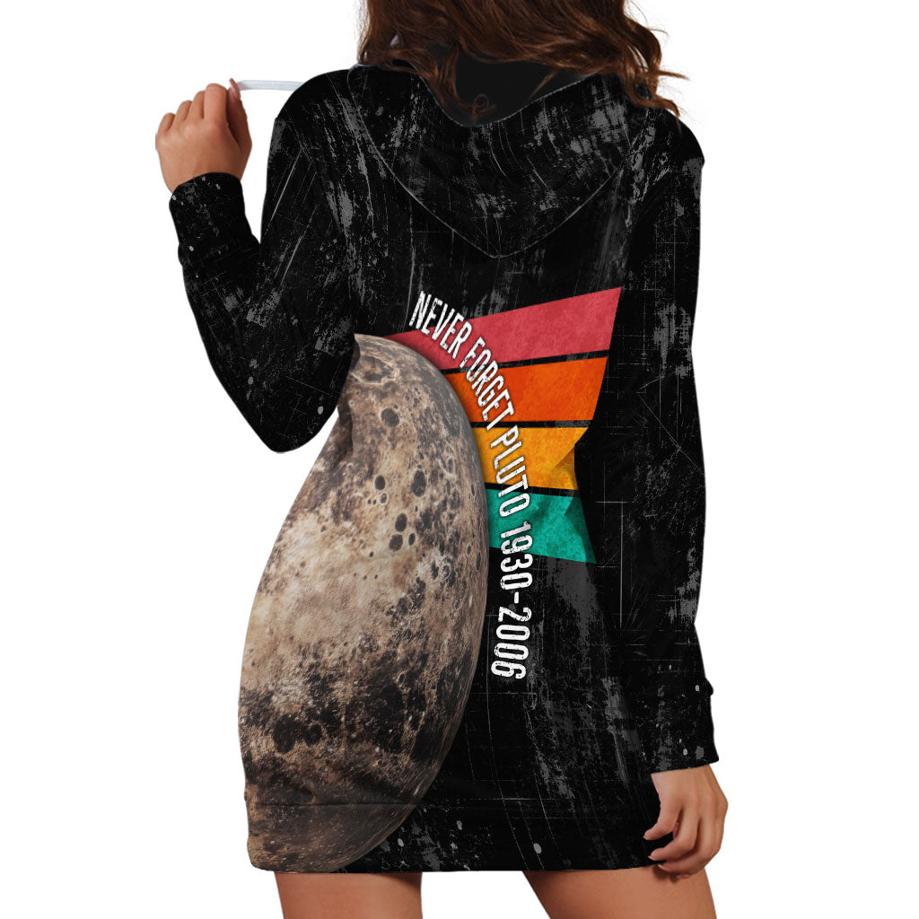 Never Forget Pluto Hoodie Dress Distressed Retro Space Astronomy Science