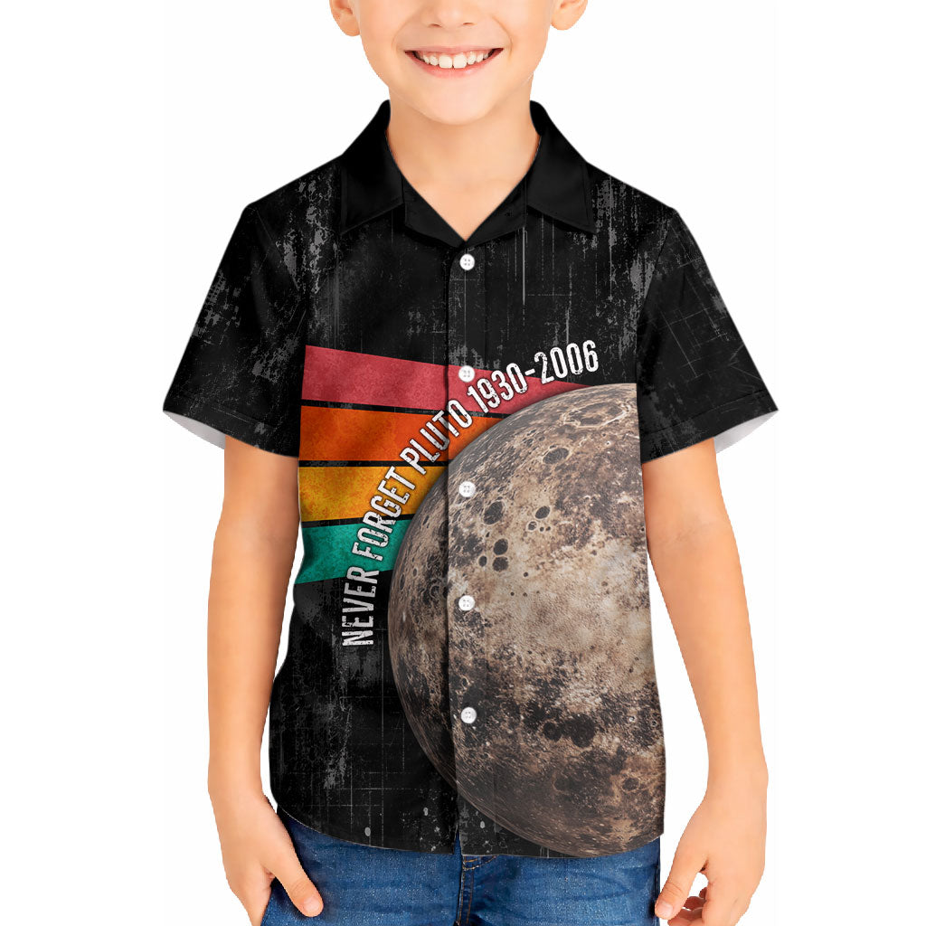Never Forget Pluto Kid Hawaiian Shirt Distressed Retro Space Astronomy Science