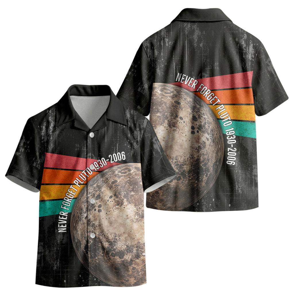 Never Forget Pluto Kid Hawaiian Shirt Distressed Retro Space Astronomy Science