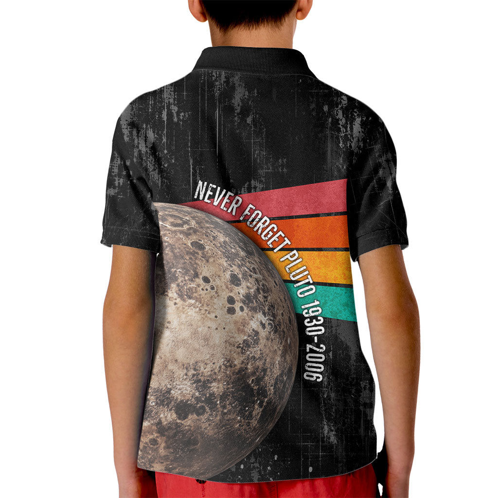 Never Forget Pluto Kid Polo Shirt Distressed Retro Space Astronomy Science