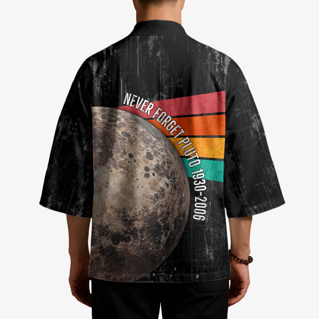 Never Forget Pluto Kimono Distressed Retro Space Astronomy Science
