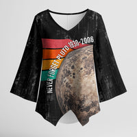 Never Forget Pluto Kimono Sleeve Blouse Distressed Retro Space Astronomy Science