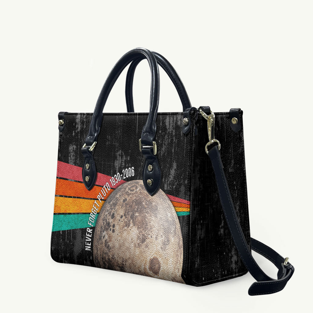 Never Forget Pluto Leather Bag Distressed Retro Space Astronomy Science
