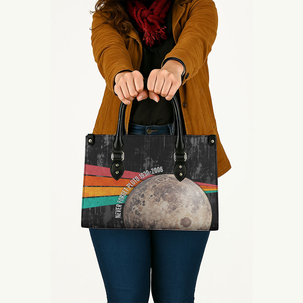 Never Forget Pluto Leather Bag Distressed Retro Space Astronomy Science