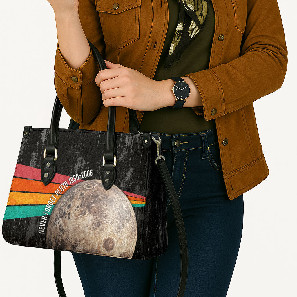 Never Forget Pluto Leather Bag Distressed Retro Space Astronomy Science