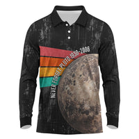 Never Forget Pluto Long Sleeve Polo Shirt Distressed Retro Space Astronomy Science