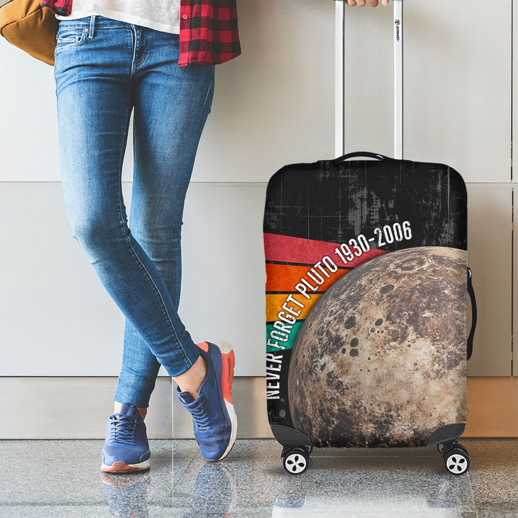 Never Forget Pluto Luggage Cover Distressed Retro Space Astronomy Science