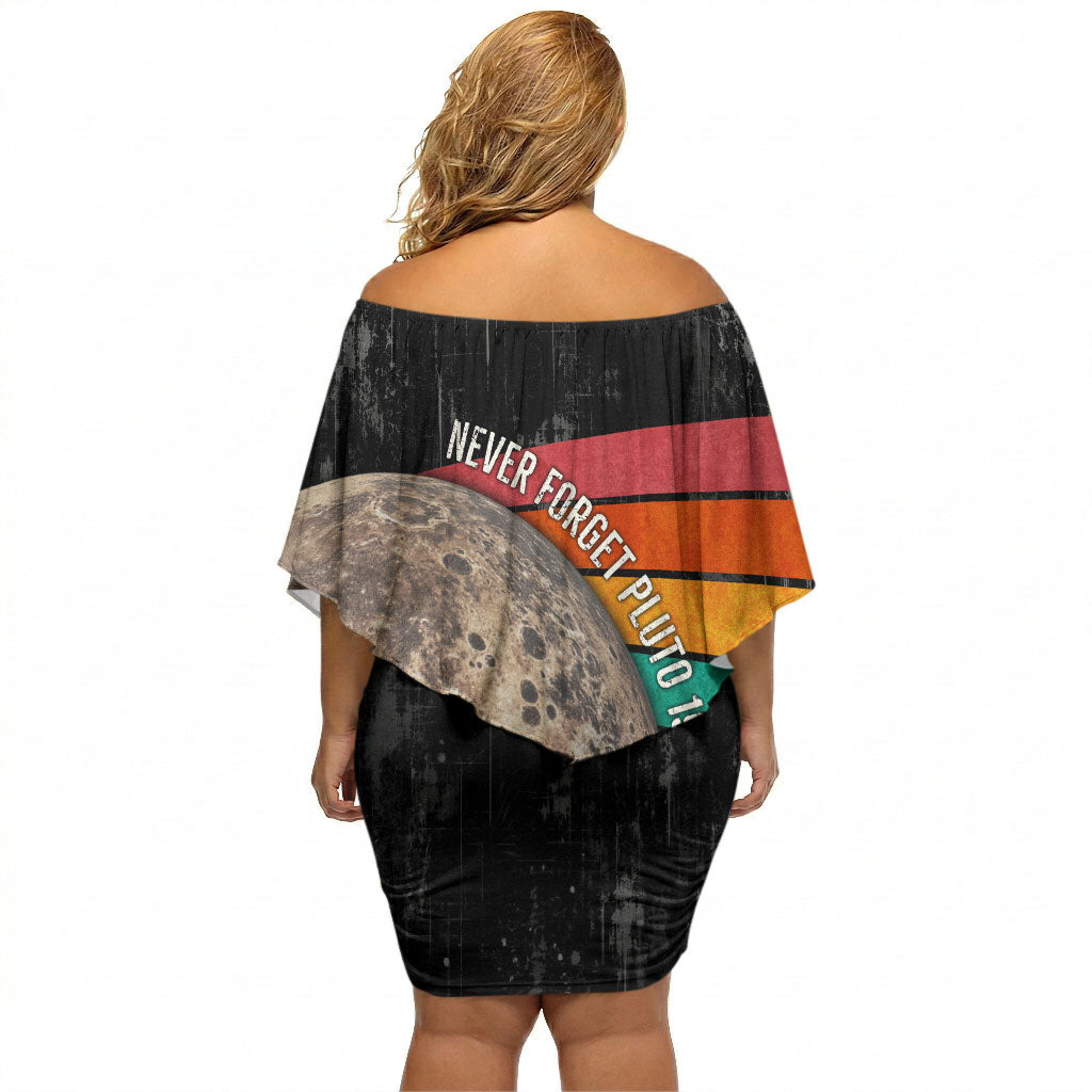 Never Forget Pluto Off Shoulder Short Dress Distressed Retro Space Astronomy Science