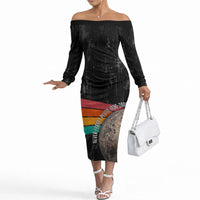 Never Forget Pluto Off The Shoulder Long Sleeve Dress Distressed Retro Space Astronomy Science