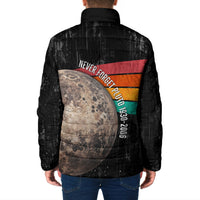 Never Forget Pluto Padded Jacket Distressed Retro Space Astronomy Science
