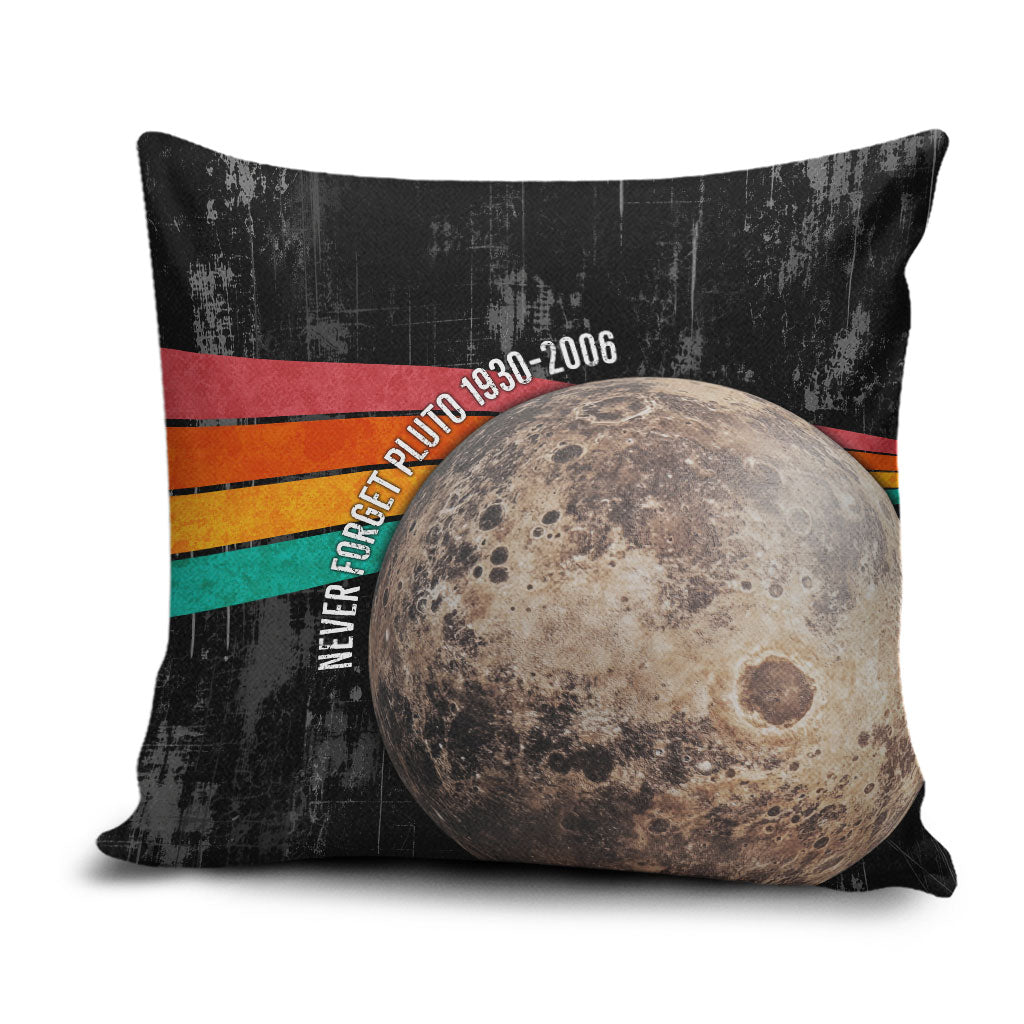 Never Forget Pluto Pillow Cover Distressed Retro Space Astronomy Science