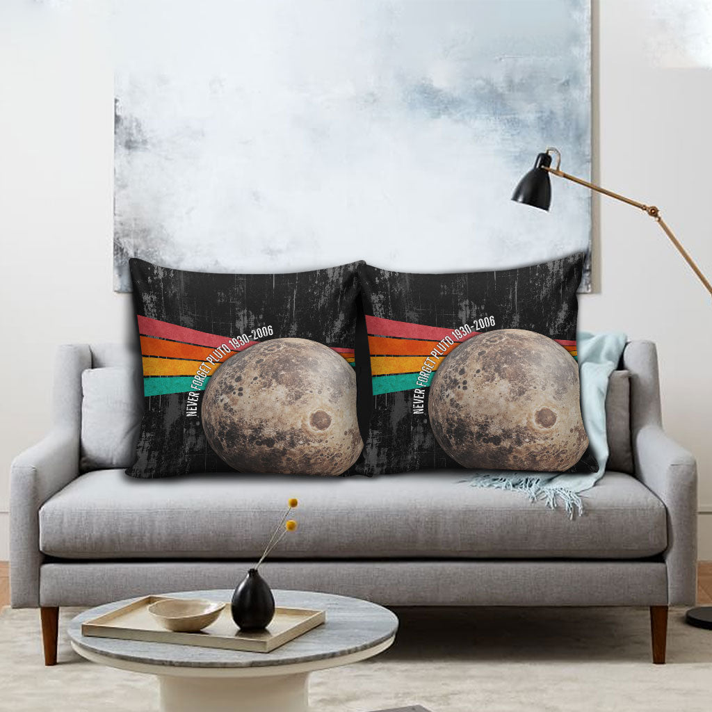 Never Forget Pluto Pillow Cover Distressed Retro Space Astronomy Science