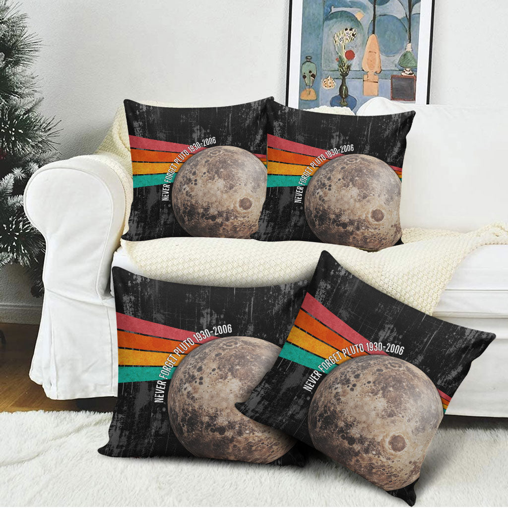Never Forget Pluto Pillow Cover Distressed Retro Space Astronomy Science