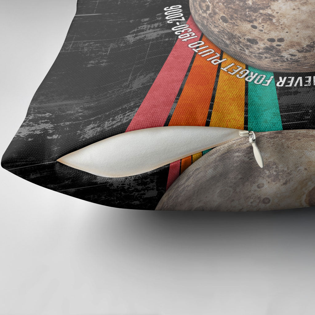 Never Forget Pluto Pillow Cover Distressed Retro Space Astronomy Science