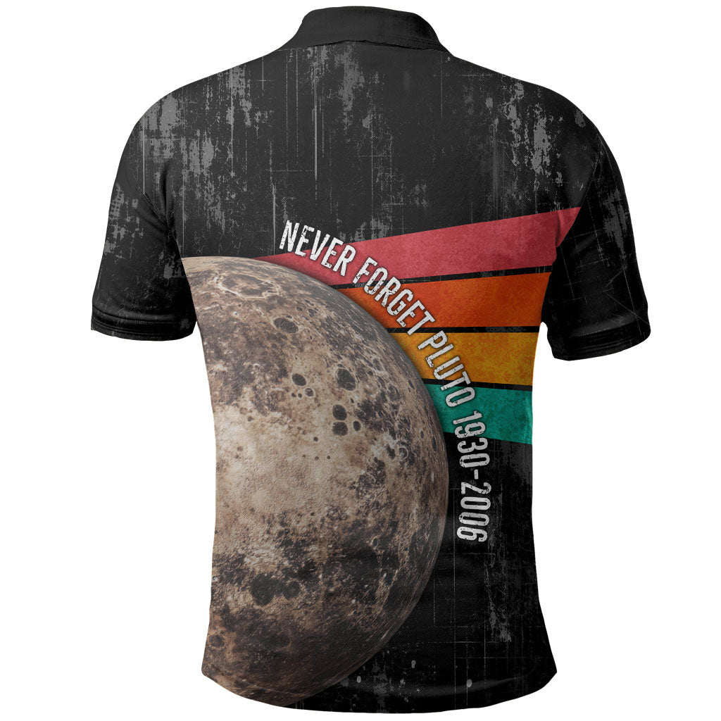 Never Forget Pluto Polo Shirt Distressed Retro Space Astronomy Science