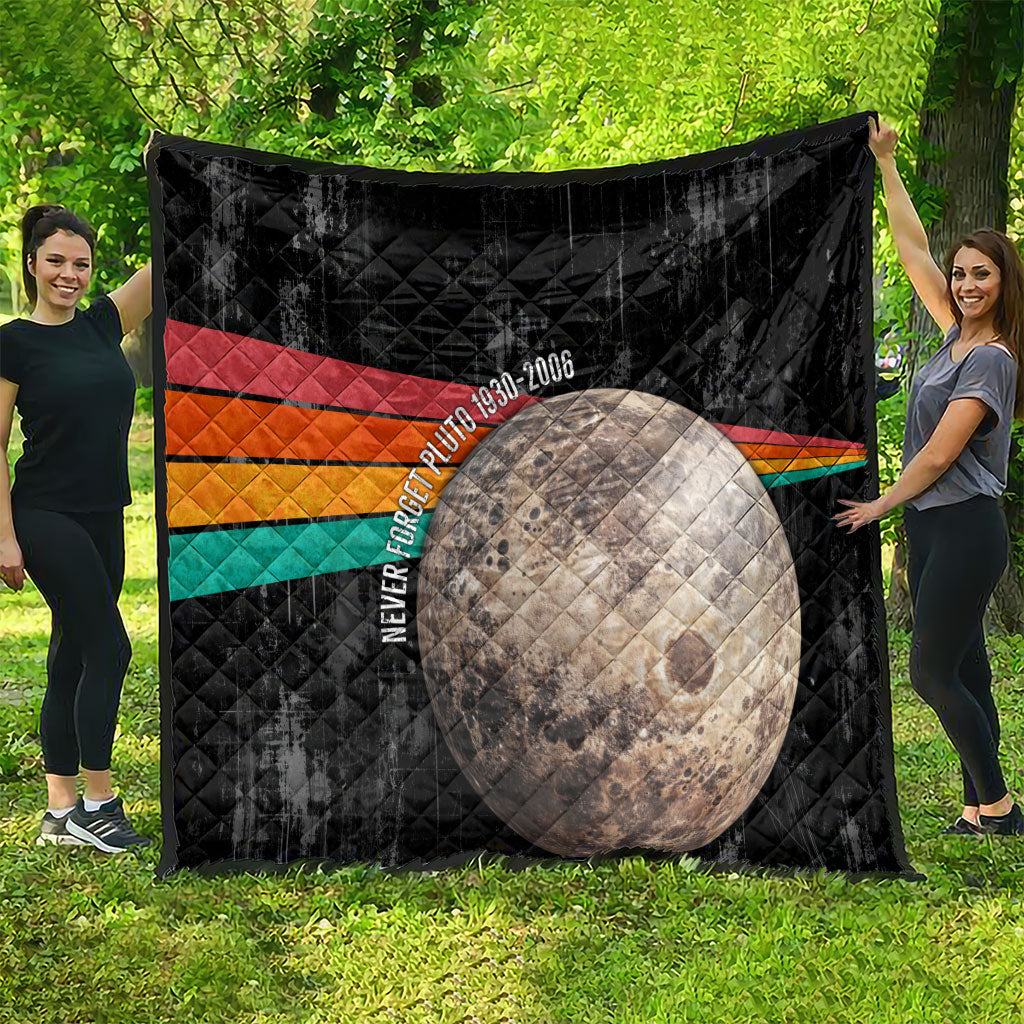 Never Forget Pluto Quilt Distressed Retro Space Astronomy Science
