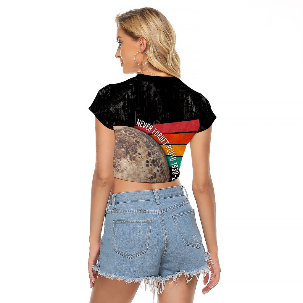 Never Forget Pluto Raglan Cropped T Shirt Distressed Retro Space Astronomy Science