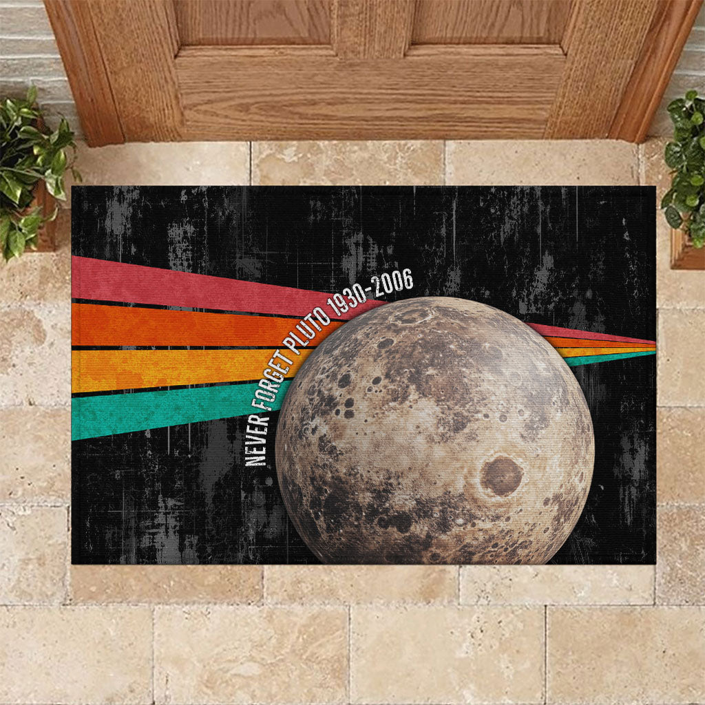 Never Forget Pluto Rubber Doormat Distressed Retro Space Astronomy Science