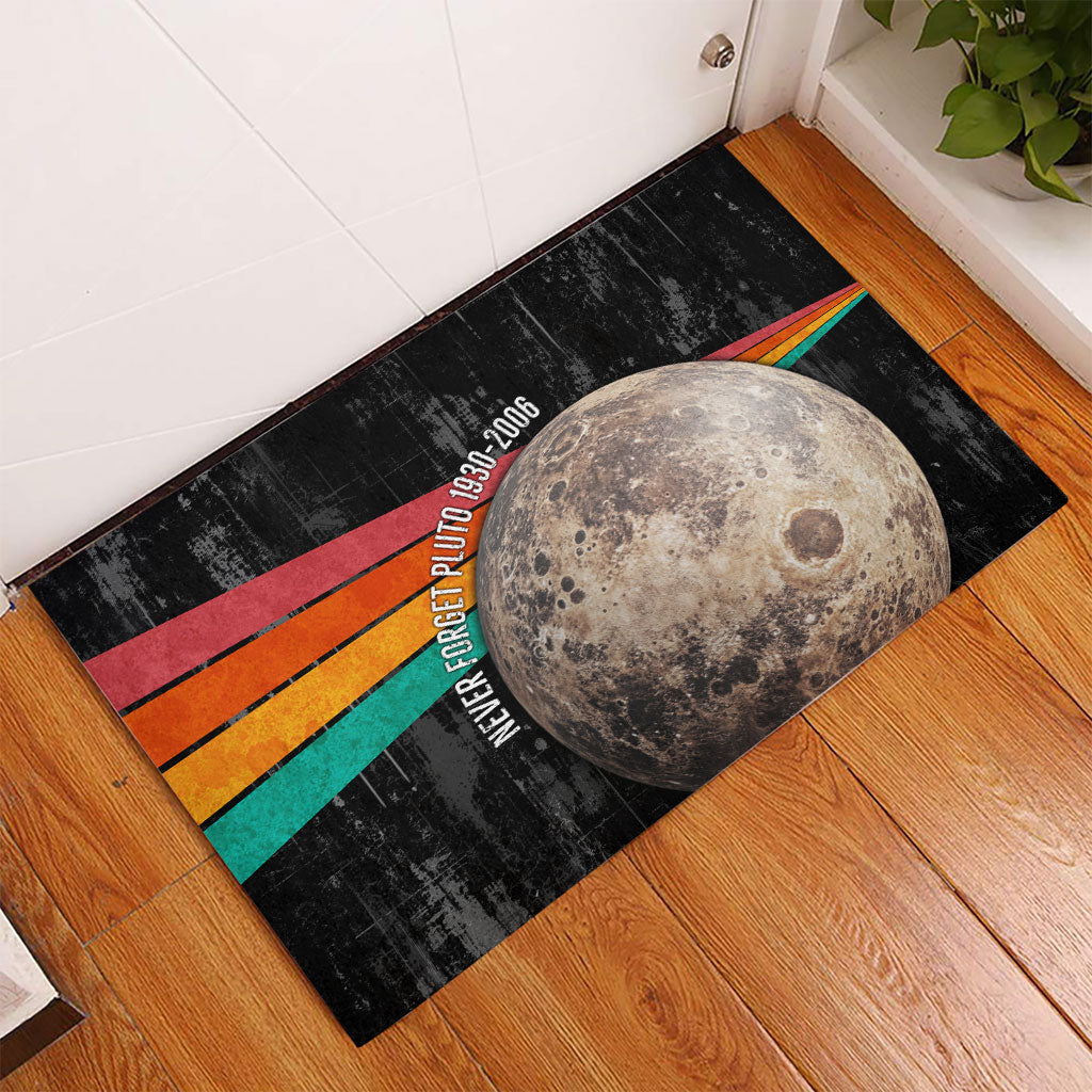 Never Forget Pluto Rubber Doormat Distressed Retro Space Astronomy Science