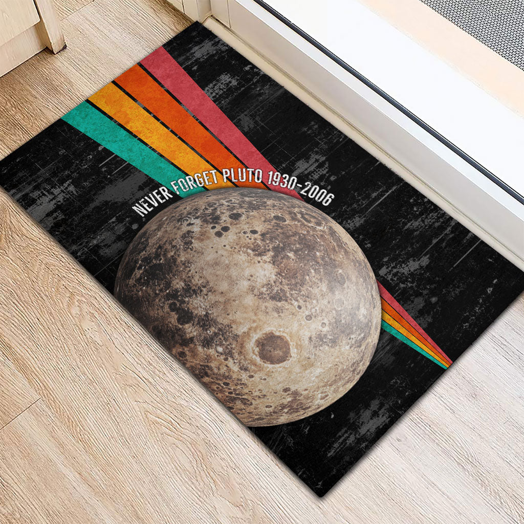 Never Forget Pluto Rubber Doormat Distressed Retro Space Astronomy Science