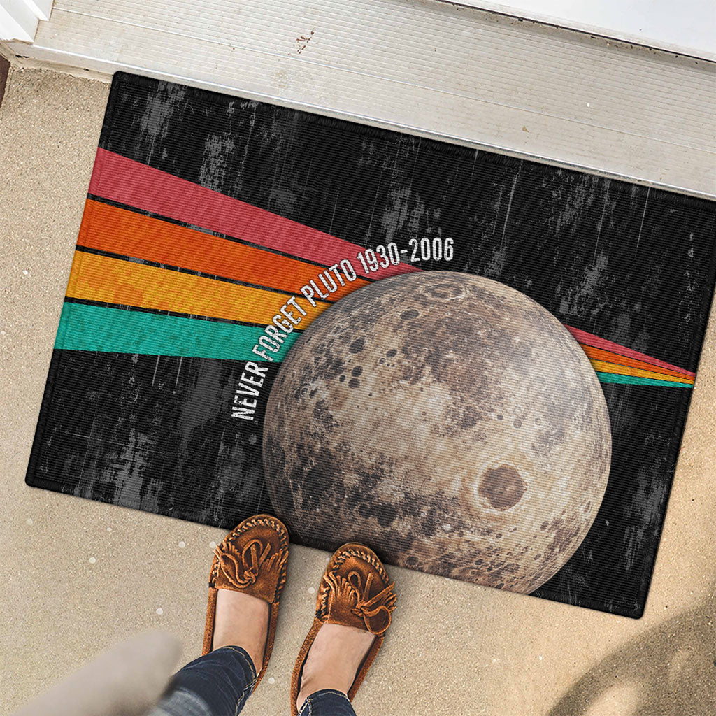 Never Forget Pluto Rubber Doormat Distressed Retro Space Astronomy Science