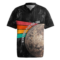 Never Forget Pluto Rugby Jersey Distressed Retro Space Astronomy Science