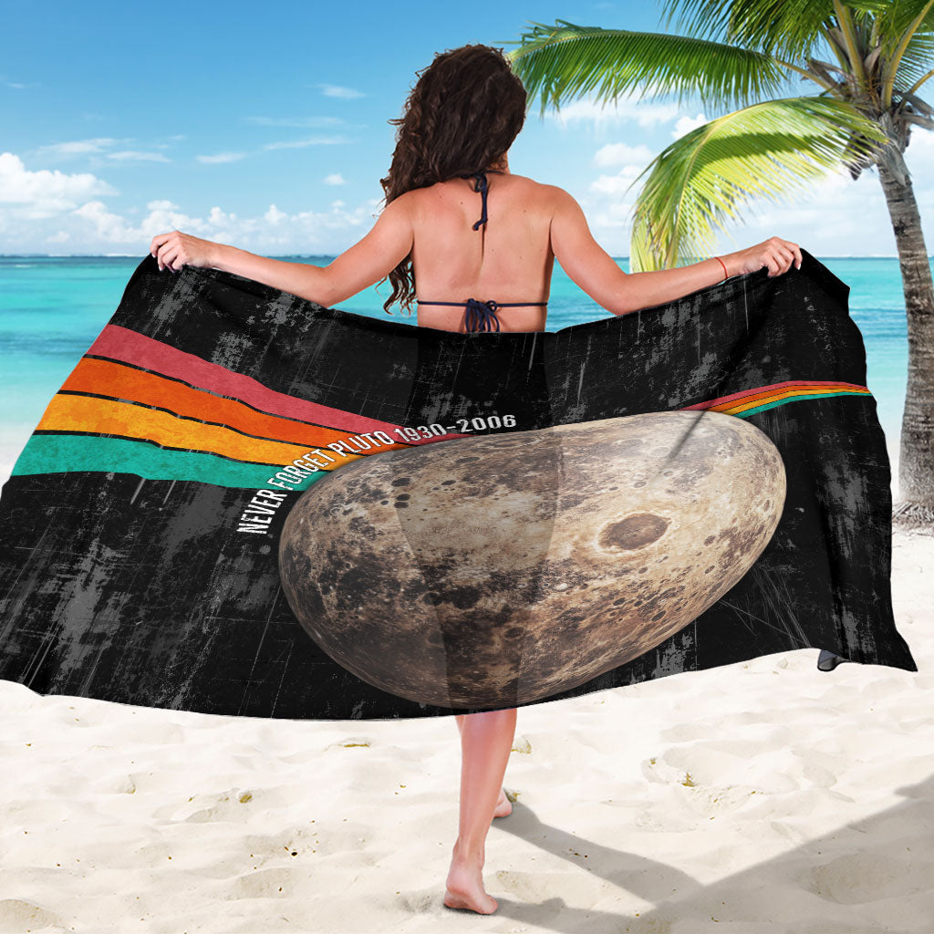 Never Forget Pluto Sarong Distressed Retro Space Astronomy Science