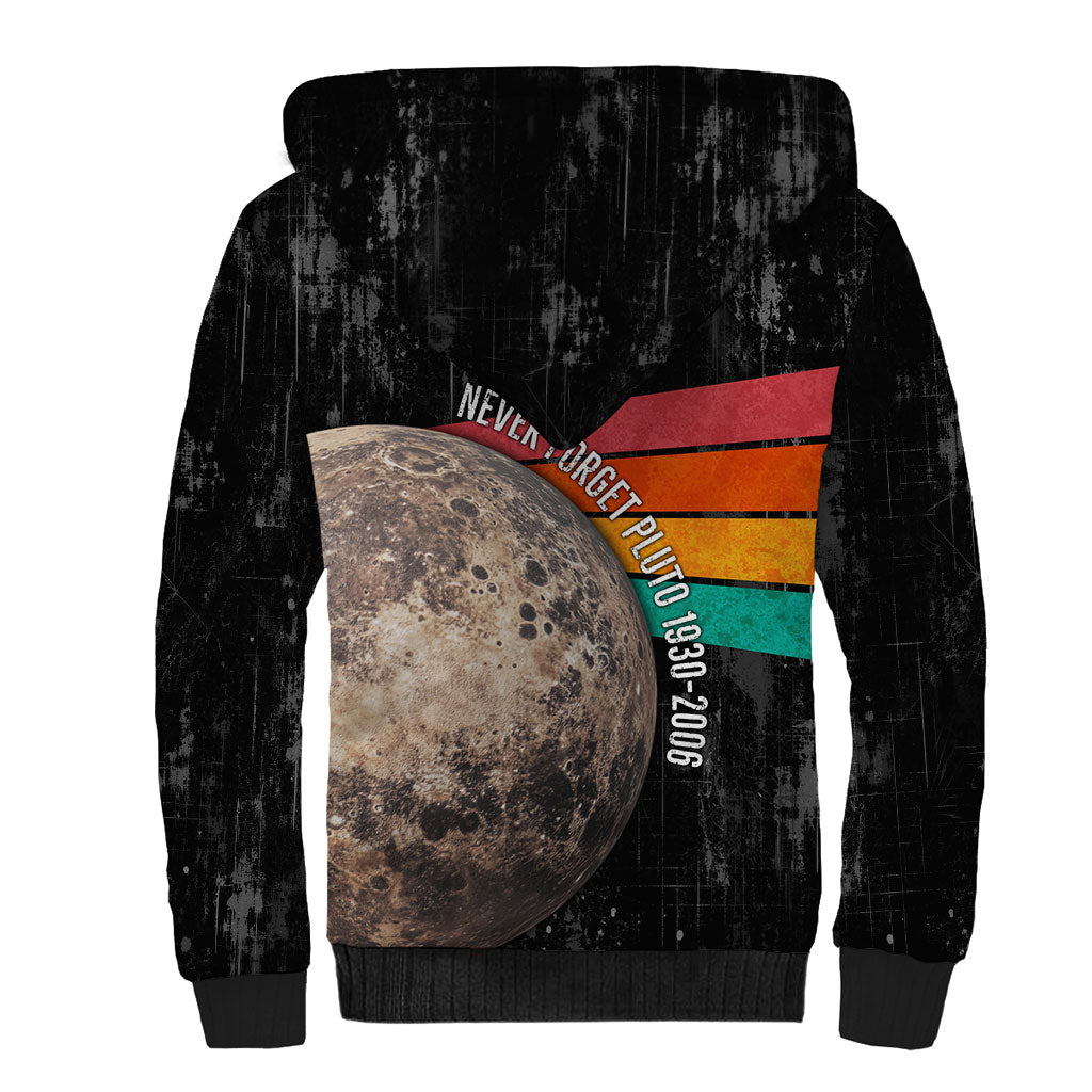 Never Forget Pluto Sherpa Hoodie Distressed Retro Space Astronomy Science