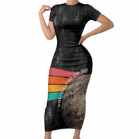 Never Forget Pluto Short Sleeve Bodycon Dress Distressed Retro Space Astronomy Science