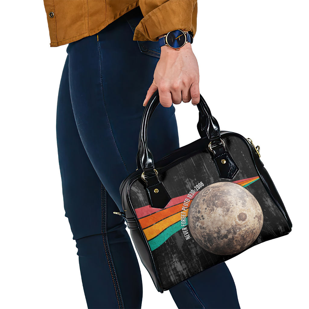 Never Forget Pluto Shoulder Handbag Distressed Retro Space Astronomy Science