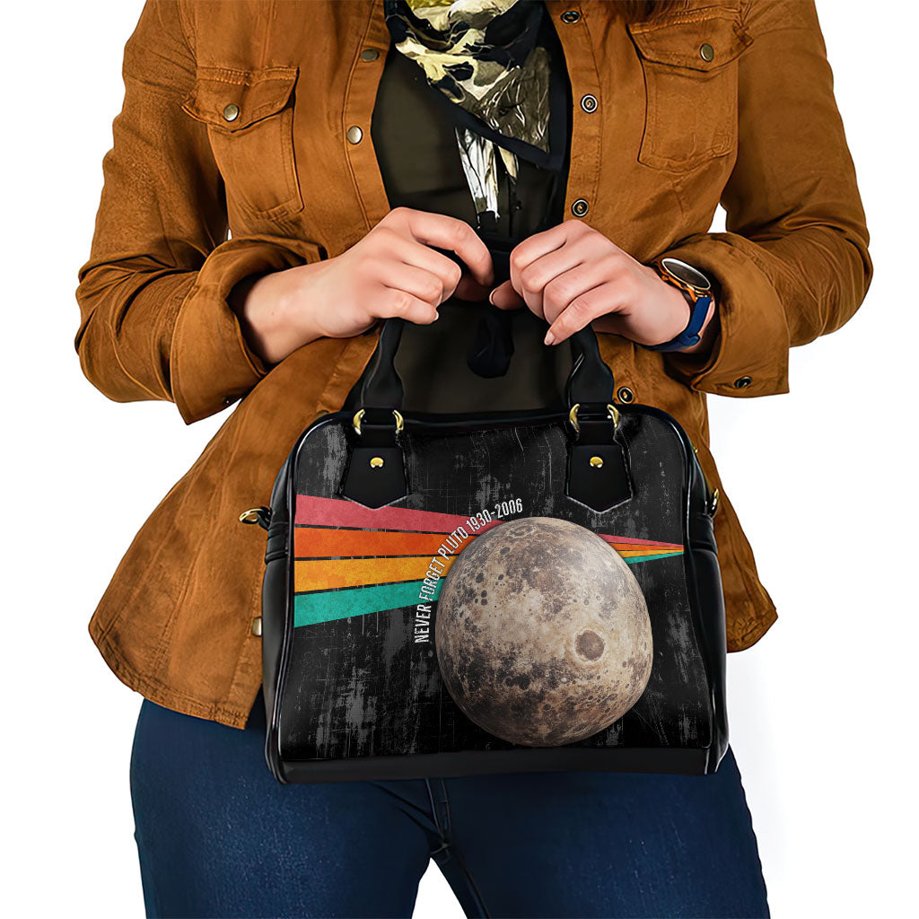 Never Forget Pluto Shoulder Handbag Distressed Retro Space Astronomy Science