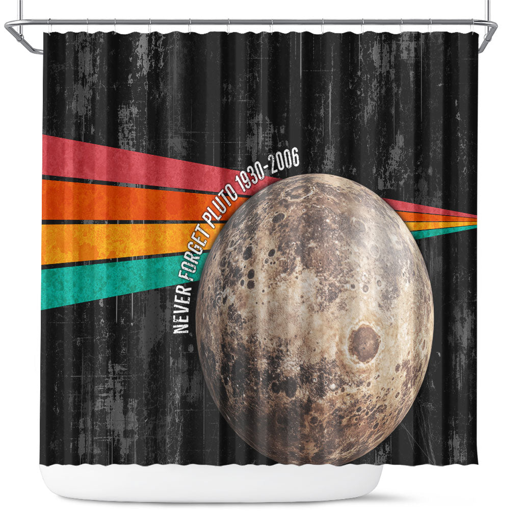 Never Forget Pluto Shower Curtain Distressed Retro Space Astronomy Science