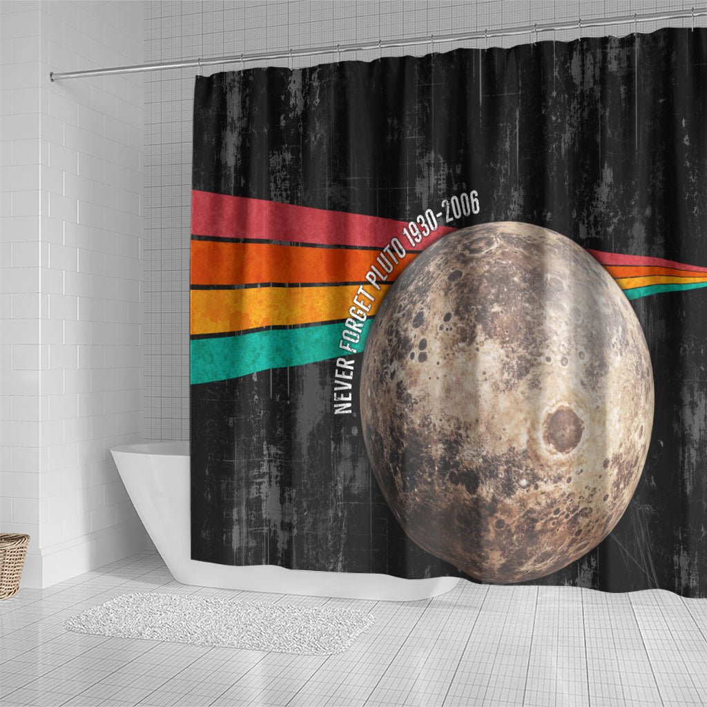 Never Forget Pluto Shower Curtain Distressed Retro Space Astronomy Science