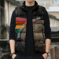 Never Forget Pluto Sleeveless Puffer Jacket Distressed Retro Space Astronomy Science