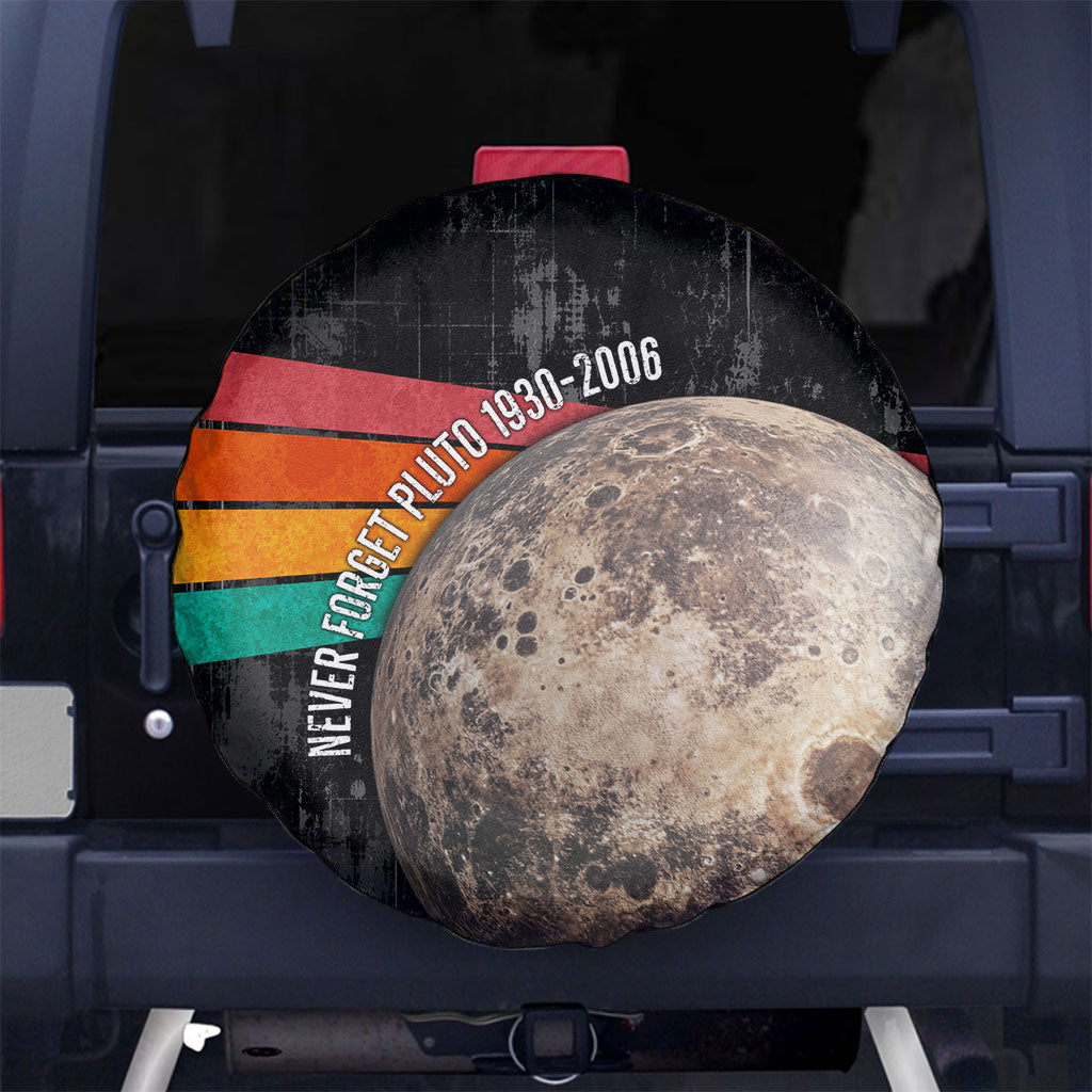 Never Forget Pluto Spare Tire Cover Distressed Retro Space Astronomy Science