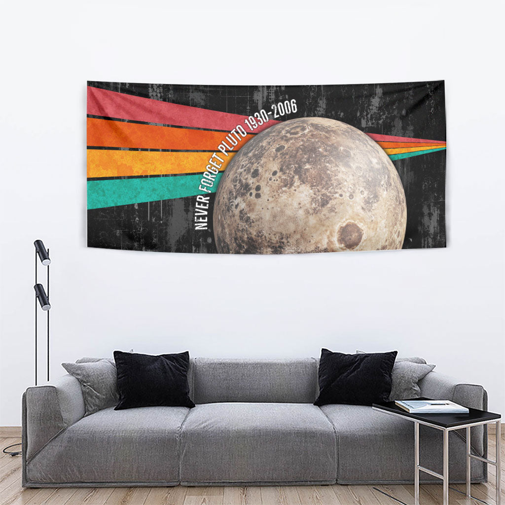 Never Forget Pluto Tapestry Distressed Retro Space Astronomy Science