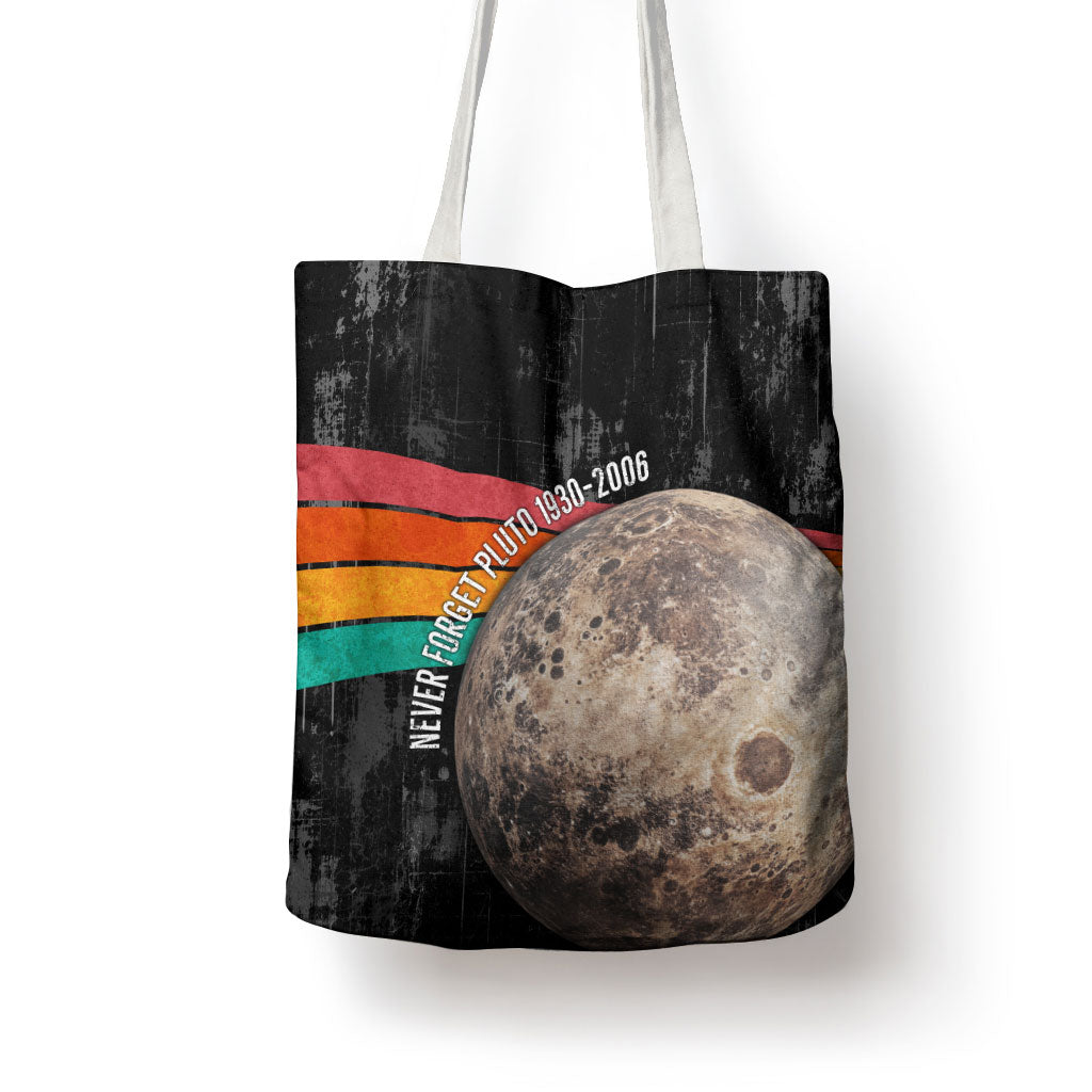 Never Forget Pluto Tote Bag Distressed Retro Space Astronomy Science