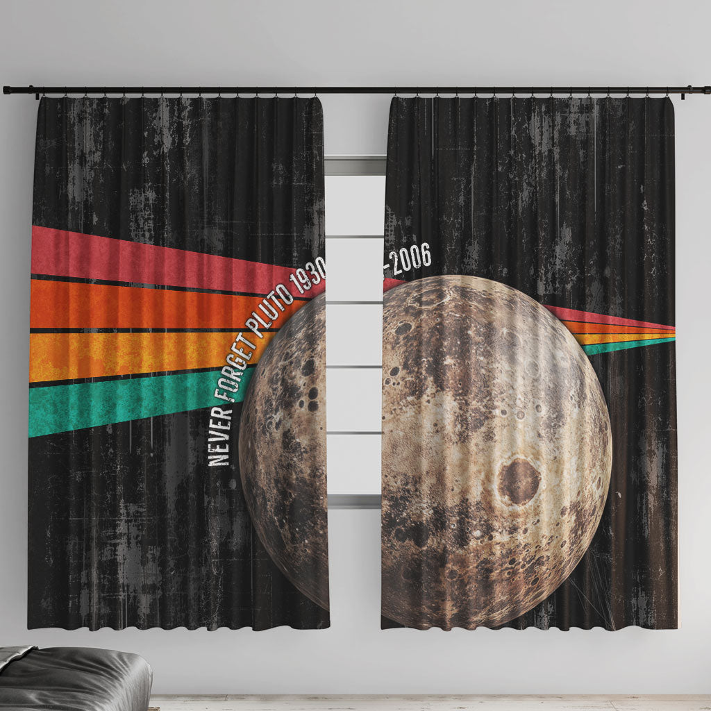 Never Forget Pluto Window Curtain Distressed Retro Space Astronomy Science