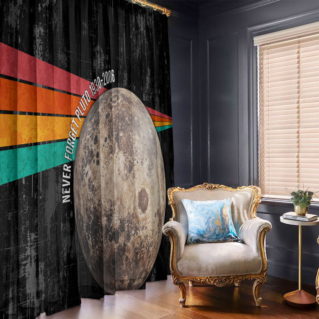 Never Forget Pluto Window Curtain Distressed Retro Space Astronomy Science