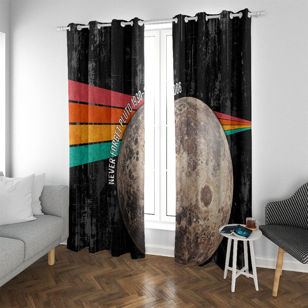 Never Forget Pluto Window Curtain Distressed Retro Space Astronomy Science