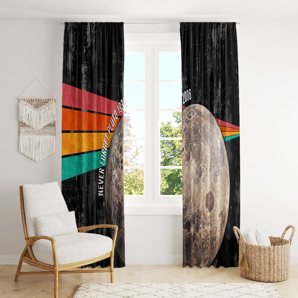 Never Forget Pluto Window Curtain Distressed Retro Space Astronomy Science