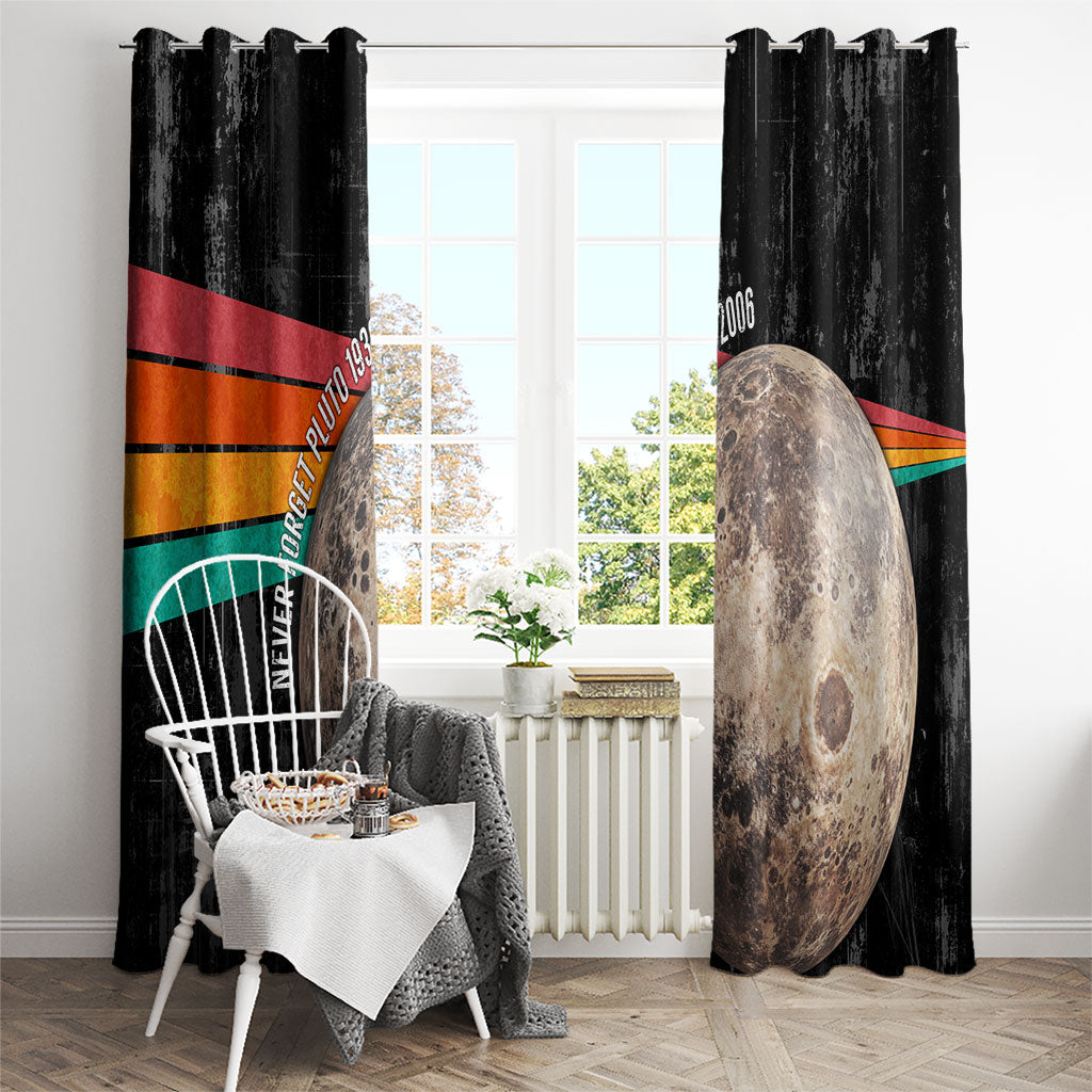 Never Forget Pluto Window Curtain Distressed Retro Space Astronomy Science