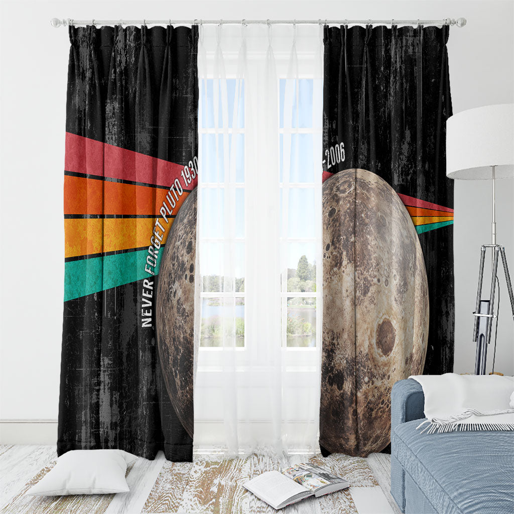 Never Forget Pluto Window Curtain Distressed Retro Space Astronomy Science