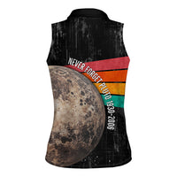Never Forget Pluto Women Sleeveless Polo Shirt Distressed Retro Space Astronomy Science