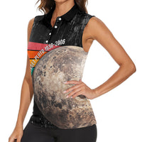 Never Forget Pluto Women Sleeveless Polo Shirt Distressed Retro Space Astronomy Science