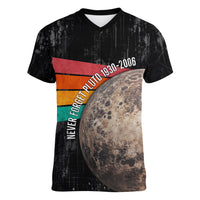 Never Forget Pluto Women V-Neck T-Shirt Distressed Retro Space Astronomy Science