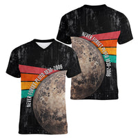 Never Forget Pluto Women V-Neck T-Shirt Distressed Retro Space Astronomy Science