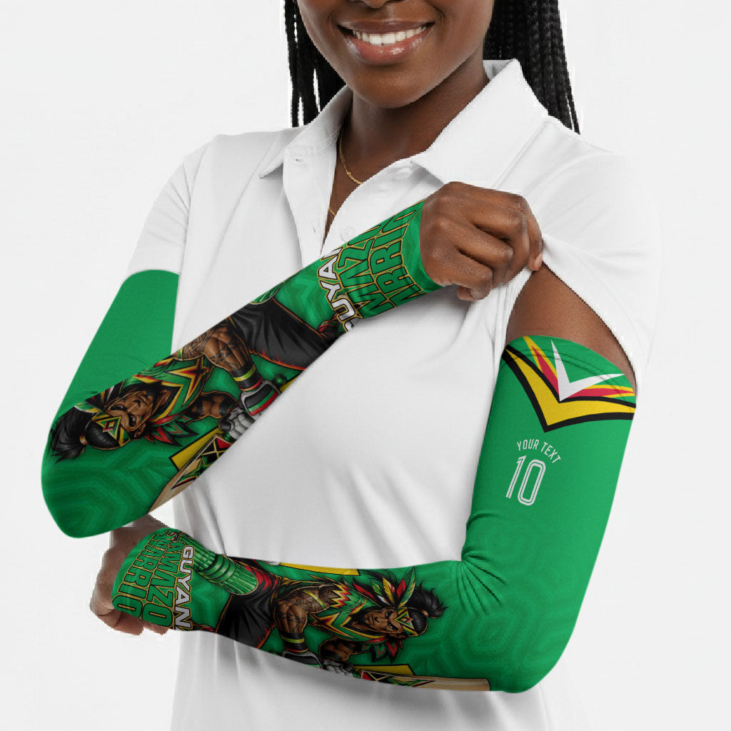 Personalized Guyana Cricket Amazon Warriors Arm Sleeves Tribal Warrior Mascot Fan