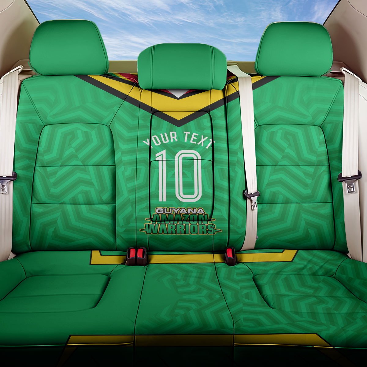 Personalized Guyana Cricket Amazon Warriors Back Car Seat Cover Tribal Warrior Mascot Fan